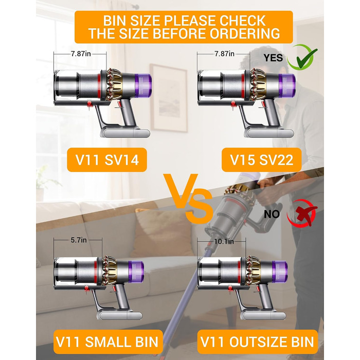 Контейнер для пилу та фільтр для пилотяга Dyson V11 V15 (SV14, SV15, SV17, SV22, SV28) — запасний пилозбірник та аксесуари