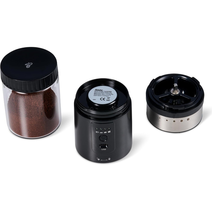 Tchibo Manual Coffee Grinder, Ceramic Burr Grinder, Adjustable Grind Size, Silver