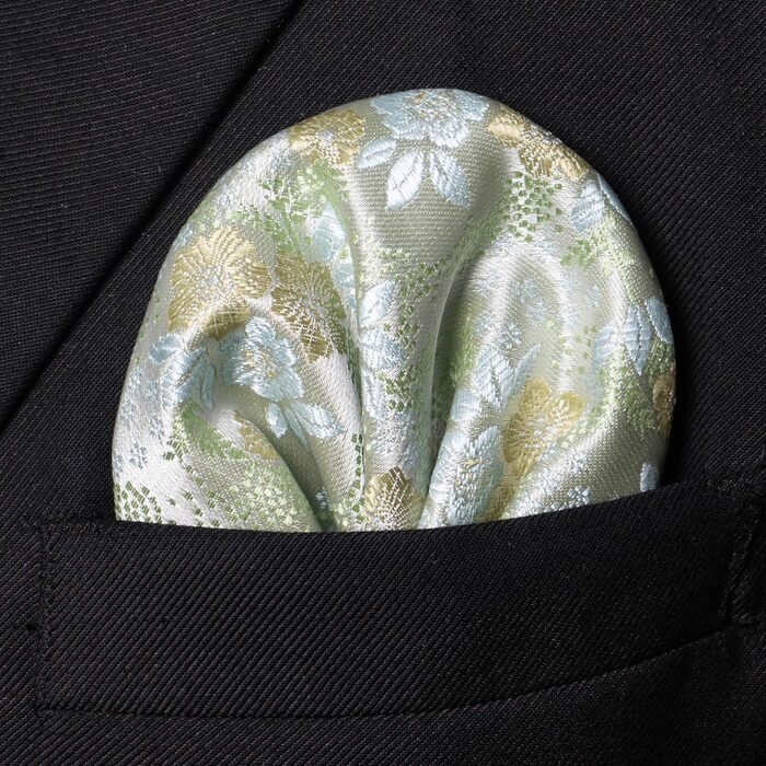 Чоловіча краватка та хустинка JEMYGINS з квітковим принтом, комплект з затискачем для краватки (Світло-зелений/Яскраво-зелений)