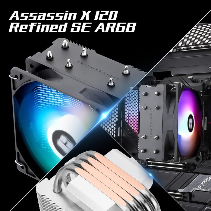 Thermalright Assassin X 120 SE - Кулер для CPU з 4 тепловими трубами, тихий вентилятор PWM, сумісний з AM4/AM5/Intel LGA1150/1151/1200/1700/1851