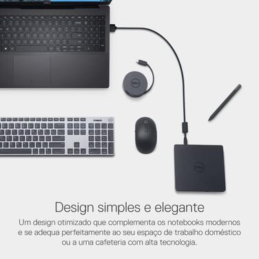 Зовнішній DVD-привід Dell Slim DW316 DVD+/-RW (8x8x5x) USB 2.0 для ноутбуків Inspiron, OptiPlex, Vostro, XPS, чорний