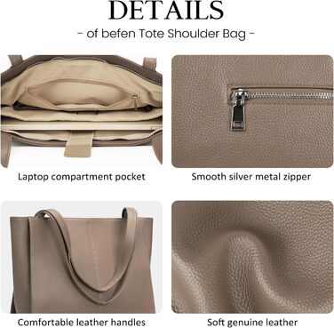 Сумка жіноча шкіряна befen Shopper, велика, для ноутбука 14