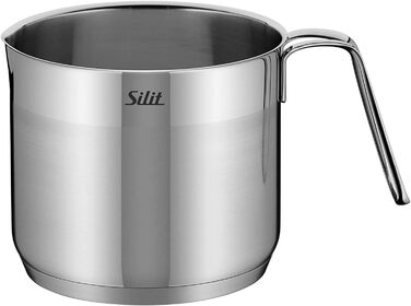Silit Tuscany Cookware Set, induction-compatible, 10-piece, saucepan set with glass lid, induction saucepans, milk pot, steamer insert, frying pan, stainless steel, partially matte, induction cookware set, uncoated, single
