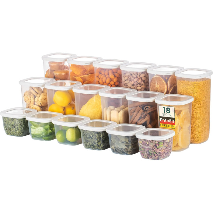 Набори контейнерів для зберігання Uandu з кришкою, 12 шт. | Контейнери для кухні, організація зберігання | Без BPA | Організатор для кухні | Для сухих продуктів