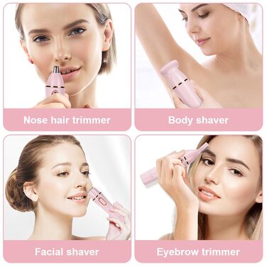 Електричний жіночий тример ACWOO 4-в-1 для обличчя, носа, під пахвами, в зоні бікіні та інтимній зоні, USB-зарядка (F-світлороже)