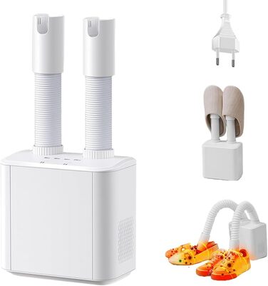 Електричний сушильник для взуття та рукавичок: телескопічний, з таймером, постійна температура, для взуття, шкарпеток, гірськолижних черевиків (білий)