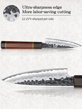 Японський ніж Kiritsuke HOSHANHO 23 см, професійний кухонний ніж з 9 шарів вуглецевої сталі, ніж шеф-кухаря з подарунковою коробкою (9,5 см обцiлок)