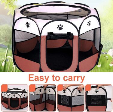 Клітка-забіг для собак LUFEIS, складана, водонепроникна, для дому та вулиці, підходить для собак, котів, дрібних тварин (колір: коричневий)