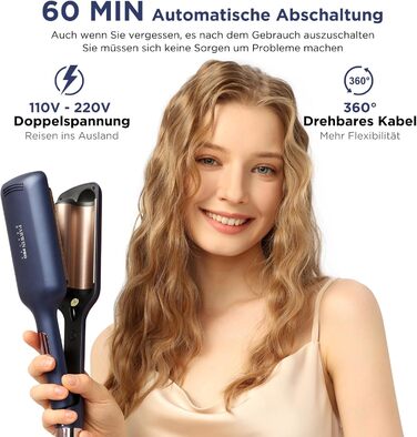 Welleneisen PARWIN PRO Meerjungfrau 32MM: великі локони, 4 температурні режими, швидке формування хвиль (Preußischblau)