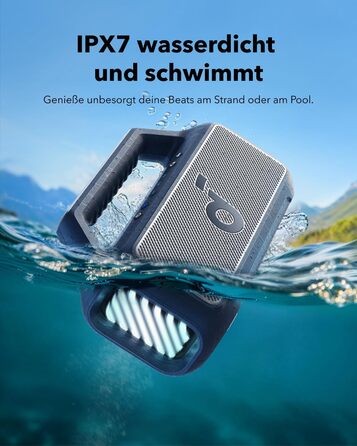 Soundcore Boom 2 - портативна Bluetooth колонка, 80W, сабвуфер, LED-підсвічування, IPX7, 24h, USB-C, BT 5.3, для кемпінгу, пляжу, саду (блакитна)
