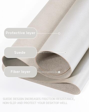 Підкладка для столу YSAGi, килимок для миші з шкіри та антиковзким замшевим покриттям, багатофункціональна підкладка для офісу, ноутбука, захист столу для офісу/домашнього офісу (80x40 см) (Шампань, 90*43 см)