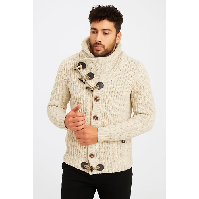Чоловічий кардиган Eif Neson з ґудзиками, світло-бежевий, Regular Fit, для повсякденного та ділового стилю