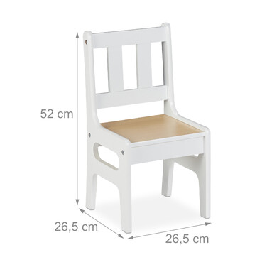 Relaxdays Children's Table with 2 Chairs, White/Natural