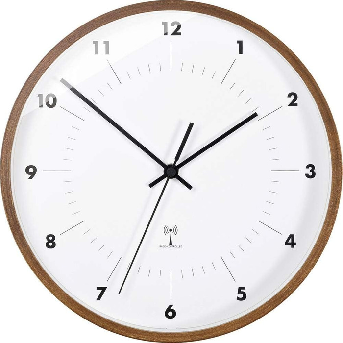 TFA Dostmann Analog Radio Wall Clock, with Wood Frame, Design Wall Clock, Simple, Radio Clock, Multicolor, 98.1097, L 255 x W 46 x H 255 mm