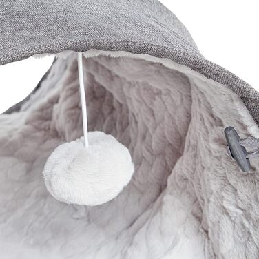 CanadianCat Company | XXL Cat Tunnel with Fluffy Plush | | Approx. 35 x 150 cm - Variable Shape, Integrated Cat Toy (70 x 35 cm, Grey)