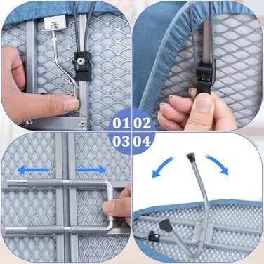 Відкидна прасувальна дошка з підставкою для праски, регульована по висоті, з антиковзними ніжками, компактна (Блакитна, 81 x 32 x 16 см)