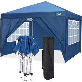 COBIZI Pavilion 3x3, Folding Pavilion 3x3 Waterproof Stable Winterproof | 8x Pegs | 4x Wind Rope | UV Protection 50+ | High-Density Tarpaulin | Pop-up Pavilion Folding 3x3m Tent 3x3 Party Tent (Blue)