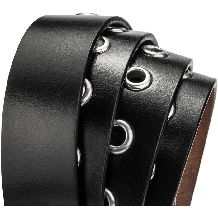 Жіночий шкіряний ремінь з металевою пряжкою для джинсів Dreess, ширина 1.1 см, довжина 115 см (підходить для обхвату талії 95-106 см), колір: чорний