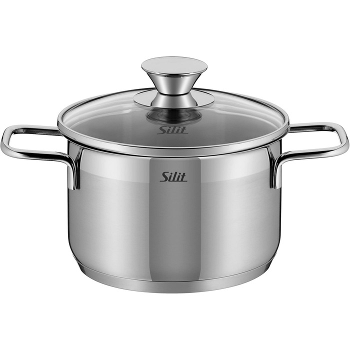Silit Scalea 6-Piece Induction Cookware Set - Stainless Steel Pots and Pans with Glass Lids, Non-Stick Fry Pan, Dishwasher Safe