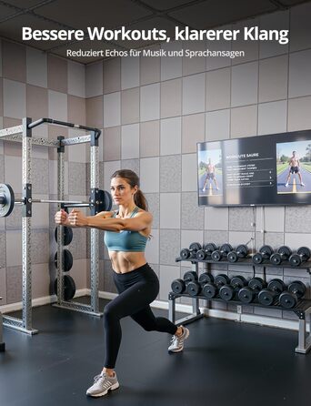 Акустичні панелі для звукоізоляції стін прямокутні, шумопоглинаючі панелі високої щільності з самоклейкою, чорні (30x40x0.9 см, 12 шт)