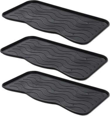 Carpido Shoe Drip Tray 3-Piece Set Shoe Rack Tray - Food Bowl Mat Bowl Mat Shoe Board Shoe Tray – Shoe Tray Drip Tray Black 38x75 cm