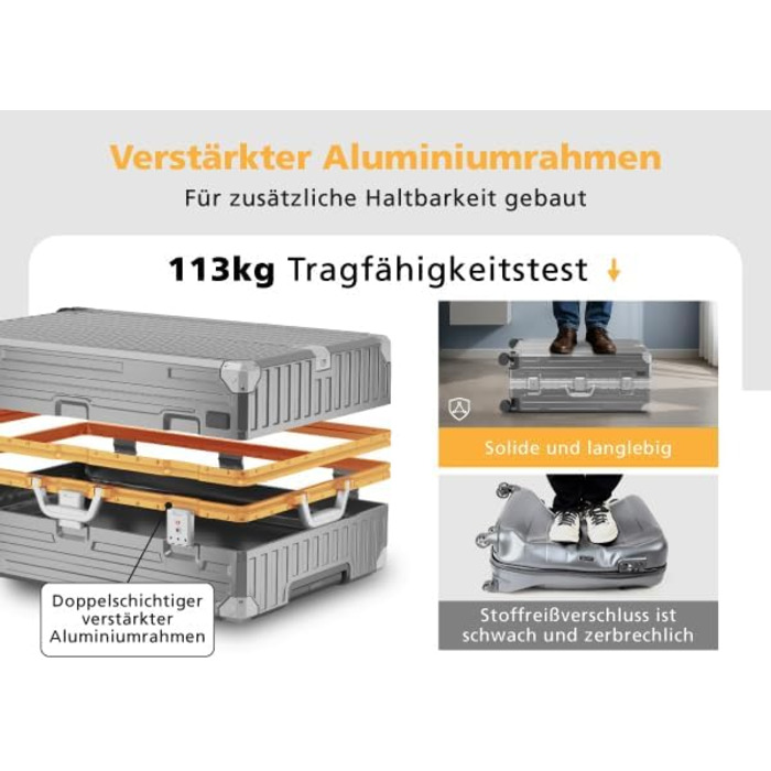 Чемодан ALPHA CAMP XL з алюмінієвим каркасом та полікарбонатною оболонкою, 93л, з TSA замком, 77x36x40 см