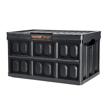 VEVOR 3-Pack 45L Professional Folding Box made of PP, Transport Box with Lid, Foldable Storage Box with Handle, Stackable Crates, Storage Box, Folding Boxes, Stackable Boxes for Storage & Transport