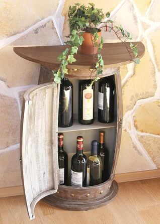 DanDiBo Half-Round Console Table with Wine Rack, Wine Barrel, 0373-R Brown, Wooden Barrel Cabinet, 73 cm Side Table, Console Table, Wall Console, Bar