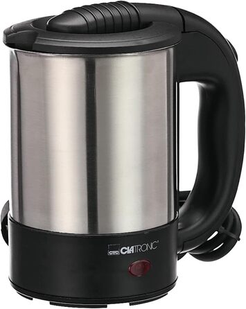 Електричний чайник Clatronic WKS 3692: 1,5 л, нержавіюча сталь, без BPA, для дому та подорожей (з чашкою)