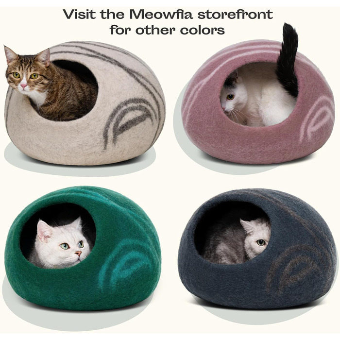 Кішка ліжко MEOWFIA, висока, екологічна, з 100% мериносової вовни, для котів та кошенят (Сірий Хеграу), Tucson Sunset, L