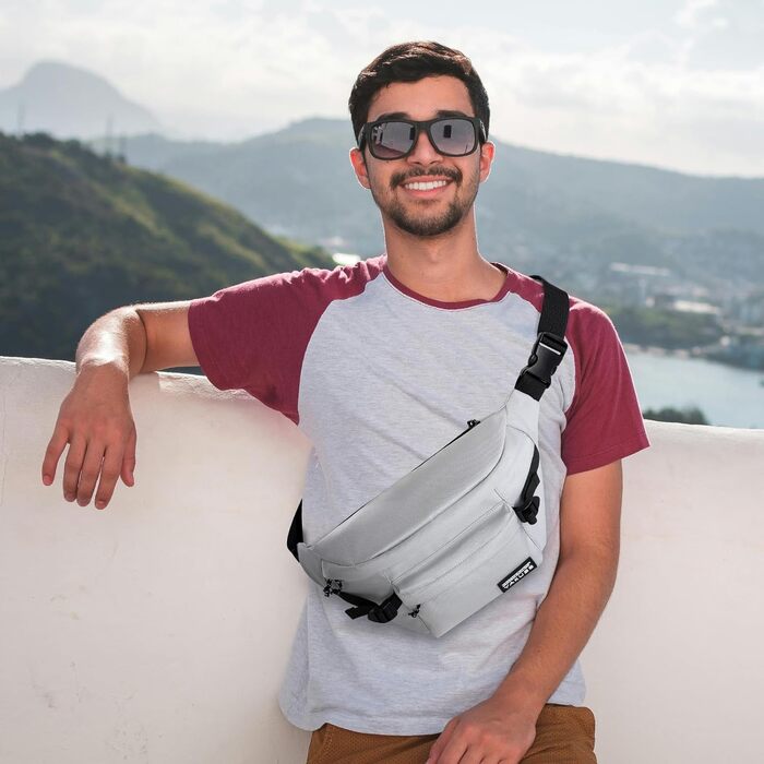 Спортивна нагрудна сумка YaKuss, велика водонепроникна нагрудна сумка через плече, регульований поясний ремінь для спорту та подорожей (Сірий)