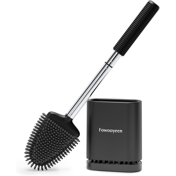 Набір щіток для унітазу Fowooyeen: 2 шт. з силікону, без свердління, настінний кріплення, чорний