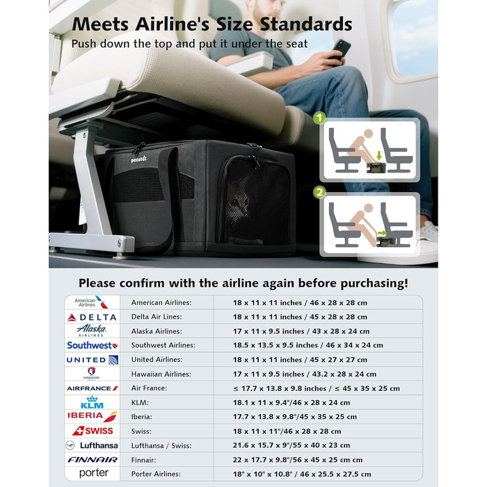 Транспортна сумка для котів Pecute: легка, складана, для подорожей, сіра