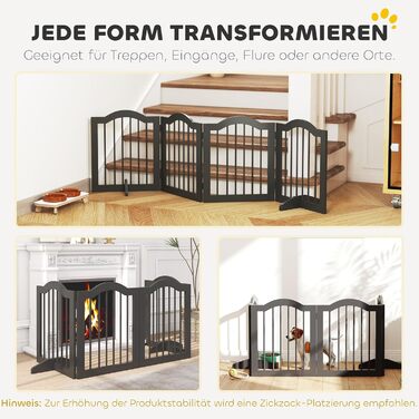 Захисний бар'єр для собак PawHut 5-секційний, 261.5 x 61 см, розкладний, з дверцятами, білий