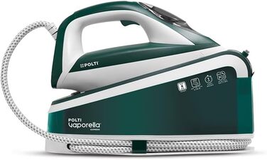 Polti Vaporella Express VE30.20, high-performance steam ironing station with up to 8 bar pump, ECO function, with One Temperature Technology and digital setting, White/Green Bianco E Verde