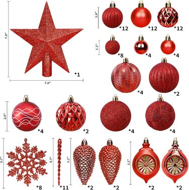 100 шт. прикраси на ялинку: чорний набір кульок, верхівка ялинки, для ялинки, розбиваємі, підвісні, однотонні (Getaway Solids)