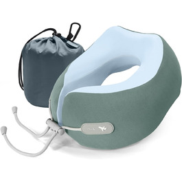 Подушка для шиї з Memory Foam, для подорожей (літак, авто, поїзд, автобус, офіс), зручна підтримка голови та шиї, знімний чохол (Рожевий, Темно-зелений)