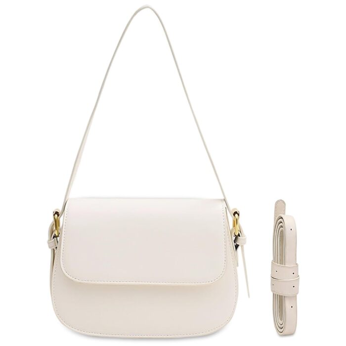 Сумка жіноча через плече PU шкіра, маленька сумка-шопер для повсякденного використання, роботи та відпочинку (молочно-біла)