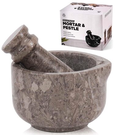 Набір ступка та товкачок з каменю, 7,6 см, ручної роботи, для кухні, спецій та декору