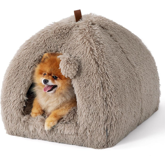 Кігтечка для котів BEDSURE - велика кімната-будиночок 44x44x44 см, плюшеве ліжко для котів, знімний килимок та іграшка, миється, каміль