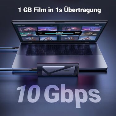 Зовнішній корпус для SSD UGREEN M.2 NVMe та SATA, USB 3.2 Gen 2, швидкість 10 Гбіт/с, алюмінієвий
