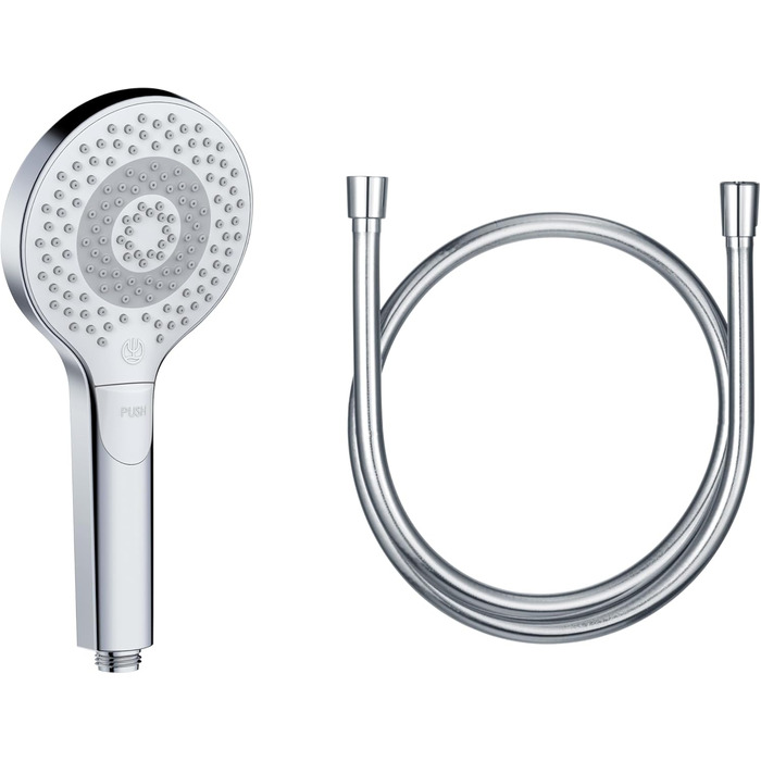 KLUDI-X3 Universal Shower Head with Hose, optional shower spray, water-saving with 3 spray patterns (Body, Hair, Skin), easy-to-clean shower head Ø 11.7 cm, shower hose 1.60 m