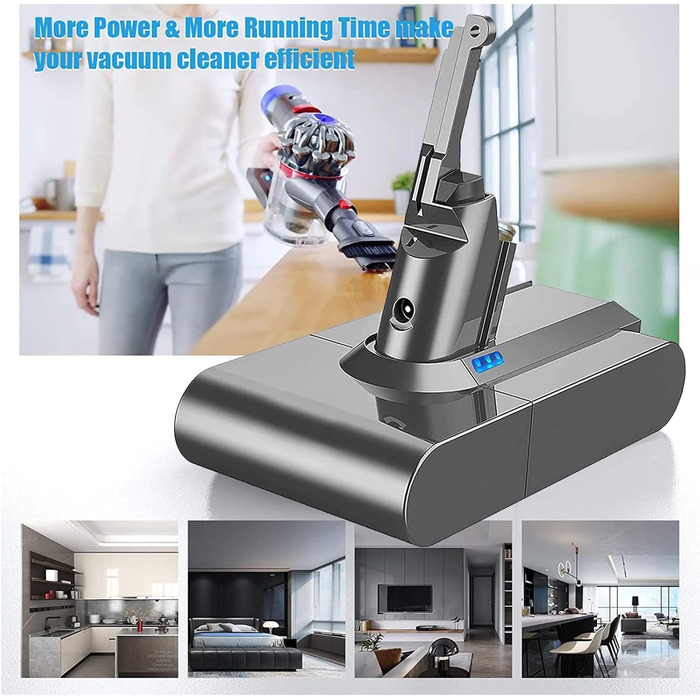 Акумулятор для пилососа Dyson V8 (6.0Ah) – замінник оригінального акумулятора Dyson V8, сумісний з моделями Absolute, Animal, Filter, Motorhead, Fluffy, V8-1