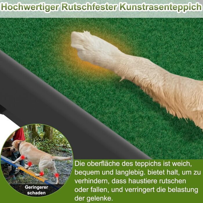 Рампа для собак UISEBRT, авторампа в багажник, 156 x 40 см, до 90 кг, зелена