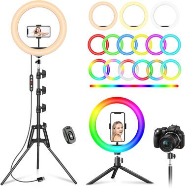 Кільцеве світло PEYOU 30 см зі штативом 183 см, 42 режими RGB, регульована яскравість, для телефону, макіяжу, TikTok, YouTube, фотографії