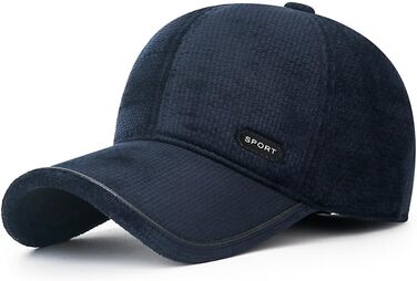 Чоловіча зимова кепка basecap з відкидними навушниками, унісекс, бейсболка з навушниками, спортивна кепка Full, стиль Dad Hat (темно-синій)