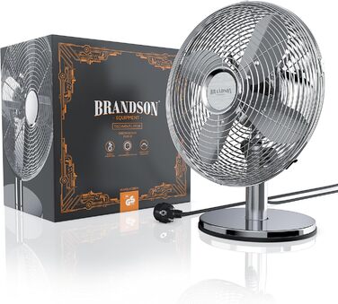Настільний вентилятор Brandson з мідним дизайном: 3 швидкості, осциляція 80°, нахил 40°, металевий корпус