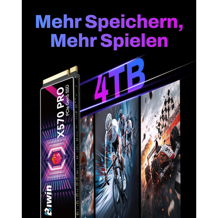 BIWIN SSD X570PRO Gen5 2TB – Швидкий NVMe PCIe 5.0 накопичувач для ПК та ноутбука, 14000 MB/s, 3D TLC NAND