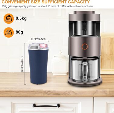 Weinsamkeit Electric Coffee Grinder, Electric Spice Grinder and Coffee Grinder with Stainless Steel Impact Blade & Safety Lid, 200W Powerful Motor Coffee Grinder for Nuts, Coffee Beans, Spices