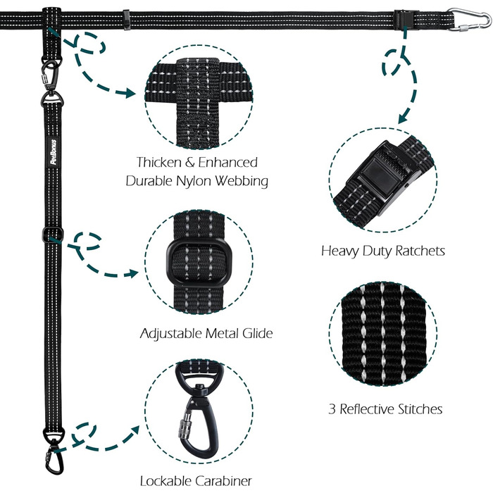 Pickup Truck Dog Safety Harness with Seat Belt - Adjustable Dog Restraint for 1 Dog - SUV, Truck Compatible